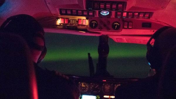 Northern Lights from cockpit