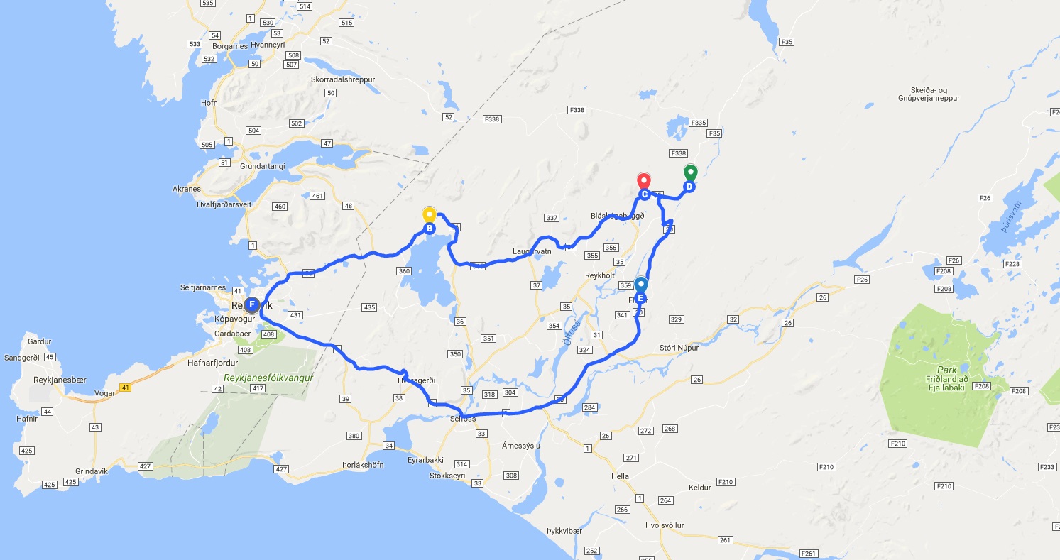 黄金圈路线地图