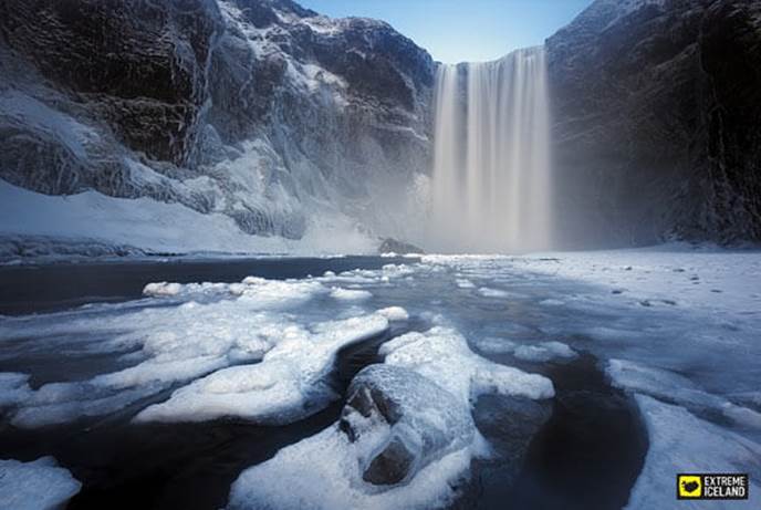 冰岛的斯科加瀑布