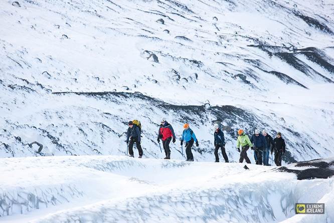 冬天在索尔黑马冰川上徒步
